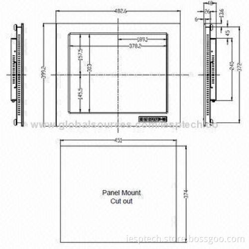 19-inch Industrial LCD PC Monitor,USB/RS232 Touchscreen, VESA & Panel Mount, 12V DC IN, OEM/ODM